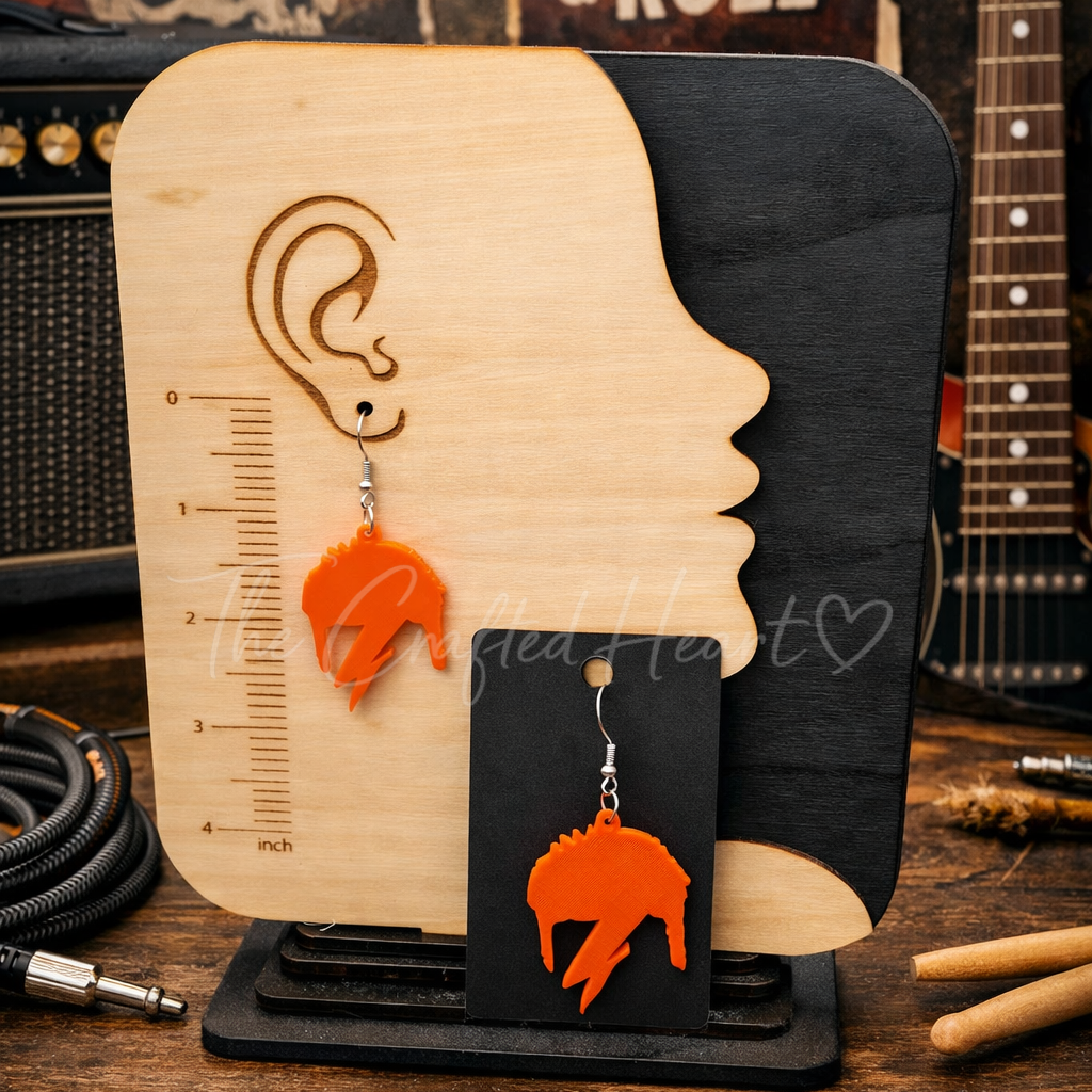 David Bowie Ziggy Stardust 3D Printed Dangle Earrings