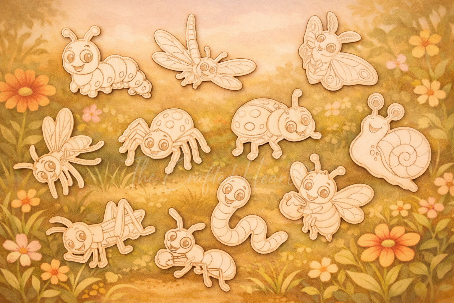 Laser Engraved Wood DIY Set – Garden Friends