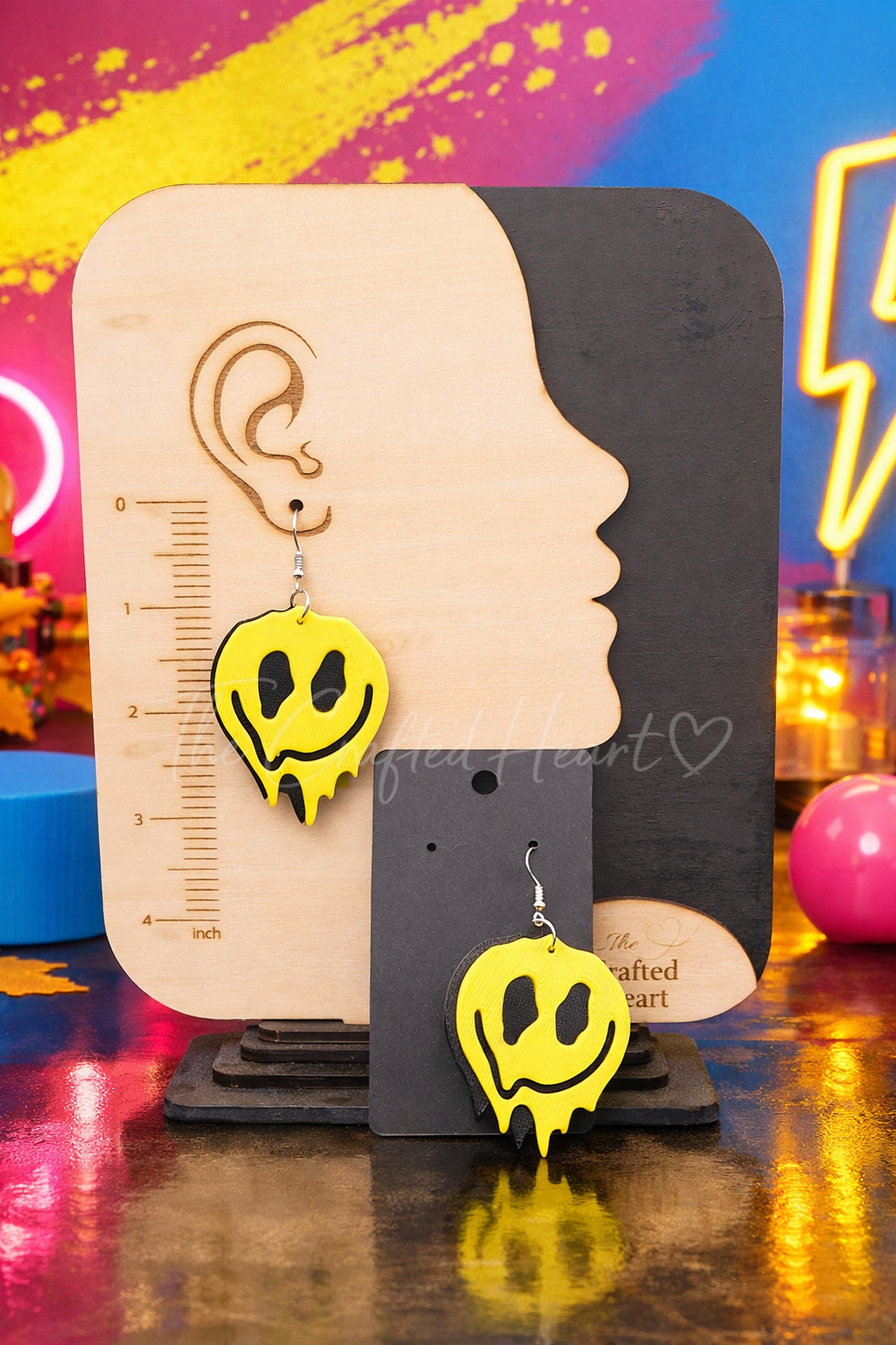 Melting Smiley Face Dangle Earrings