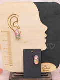 Fruity Pink Resin Oval Stud Earrings
